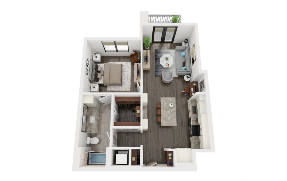 A6 - 1 bedroom floorplan layout with 1 bath and 823 square feet. (3D)