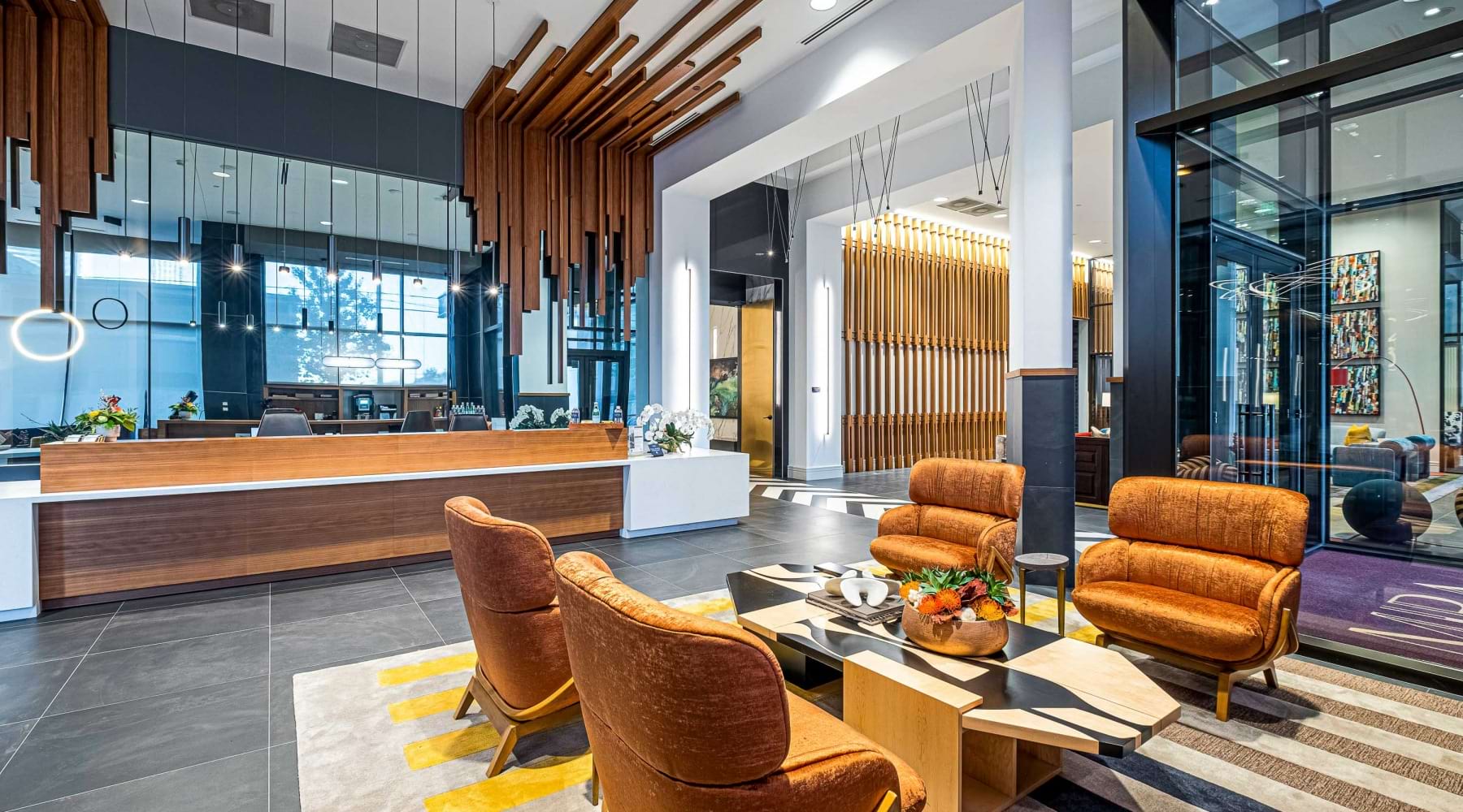 Leasing office with seating