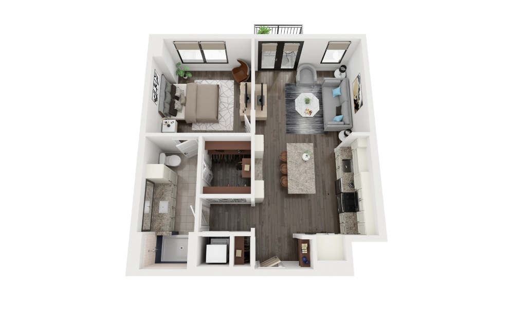 A5.1 - 1 bedroom floorplan layout with 1 bathroom and 765 square feet (3D)