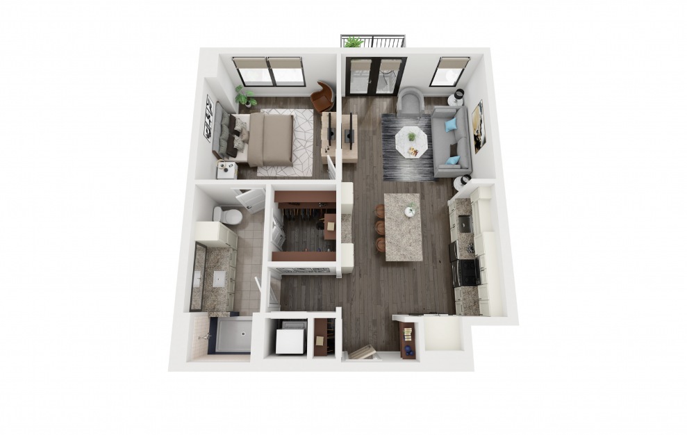 A5.1 - 1 bedroom floorplan layout with 1 bath and 765 square feet. (3D)