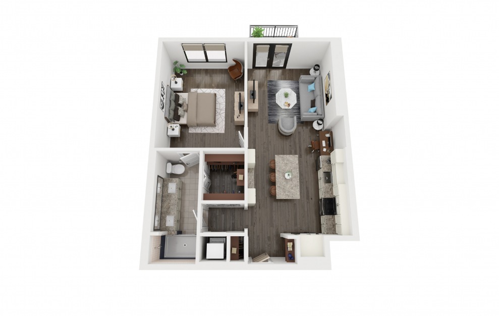 A8 - 1 bedroom floorplan layout with 1 bath and 876 square feet. (3D)